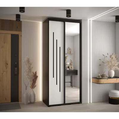 ASIRI 9 gardróbszekrény - 120/60 cm, fekete / fehér / fekete