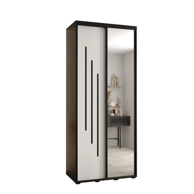 ASIRI 9 gardróbszekrény - 120/60 cm, fekete / fehér / fekete