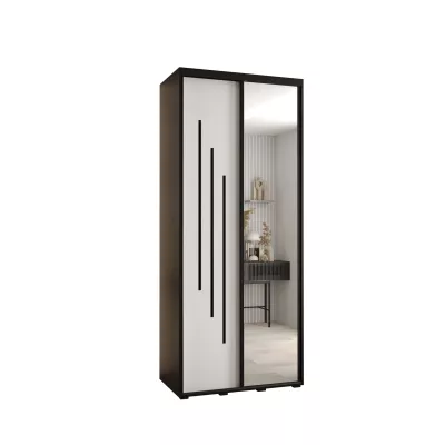 ASIRI 9 gardróbszekrény - 120/60 cm, fekete / fehér / fekete