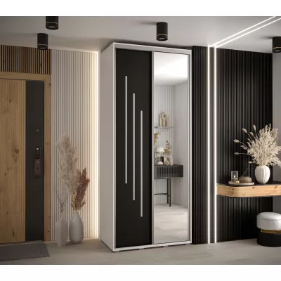 ASIRI 9 gardróbszekrény - 120/60 cm, fehér / fekete / ezüst