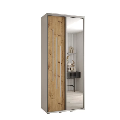 ASIRI 9 gardróbszekrény - 120/60 cm, fehér / artisan tölgy / ezüst