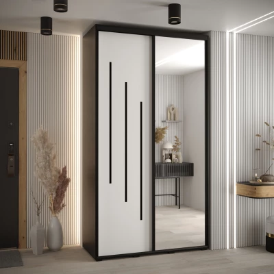 ASIRI 9 gardróbszekrény - 130/60 cm, fekete / fehér / fekete