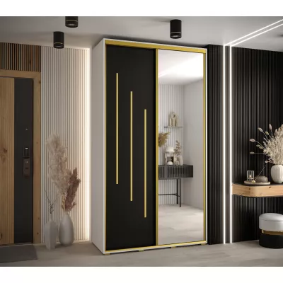 ASIRI 9 gardróbszekrény - 130/60 cm, fehér / fekete / arany