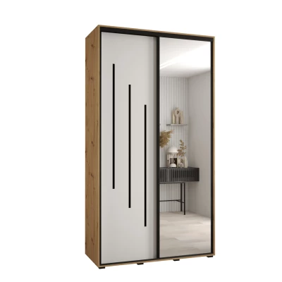 ASIRI 9 gardróbszekrény - 130/45 cm, artisan tölgy / fehér / fekete