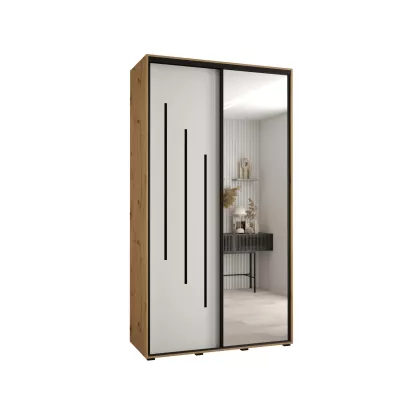 ASIRI 9 gardróbszekrény - 130/45 cm, artisan tölgy / fehér / fekete