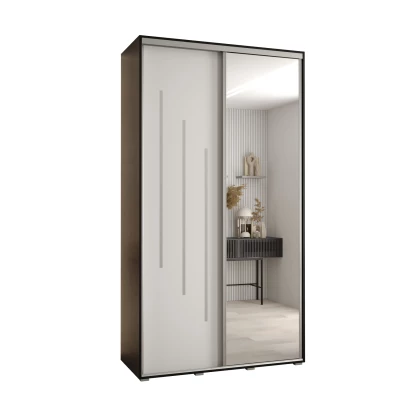 ASIRI 9 gardróbszekrény - 140/60 cm, fekete / fehér / ezüst
