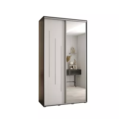 ASIRI 9 gardróbszekrény - 140/60 cm, fekete / fehér / ezüst