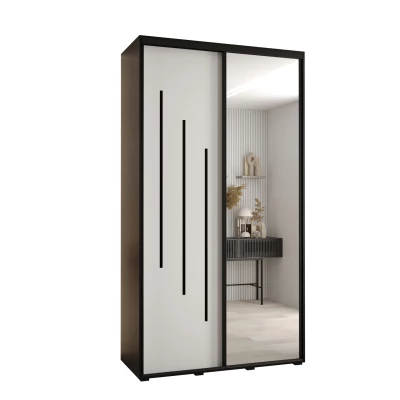 ASIRI 9 gardróbszekrény - 140/60 cm, fekete / fehér / fekete