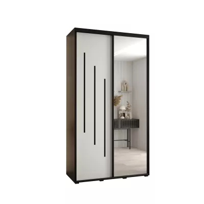 ASIRI 9 gardróbszekrény - 140/60 cm, fekete / fehér / fekete