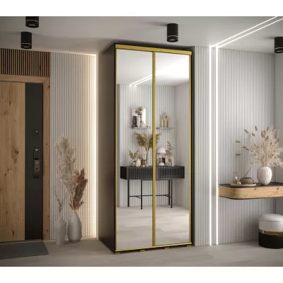 ASIRI 2 gardróbszekrény - 100/60 cm, fekete / arany