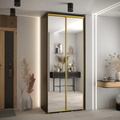 ASIRI 2 gardróbszekrény - 120/45 cm, fekete / arany