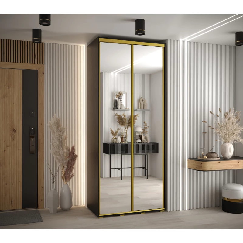 ASIRI 2 gardróbszekrény - 120/45 cm, fekete / arany