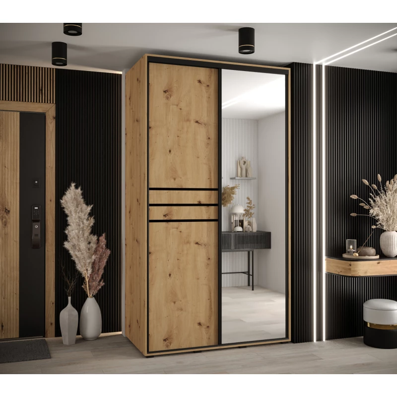 ASIRI 11 gardróbszekrény - 140/60 cm, artisan tölgy / fekete