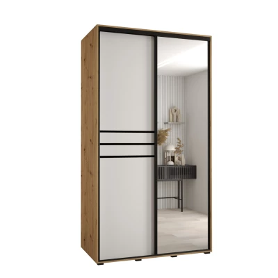 ASIRI 11 gardróbszekrény - 140/60 cm, artisan tölgy / fehér / fekete