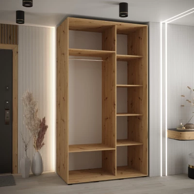 ASIRI 11 gardróbszekrény - 140/60 cm, artisan tölgy / fehér / fekete