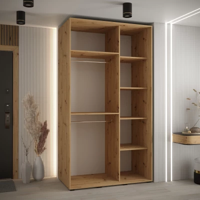 ASIRI 11 gardróbszekrény - 140/60 cm, artisan tölgy / fehér / fekete