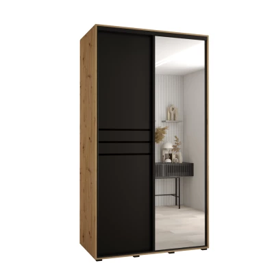 ASIRI 11 gardróbszekrény - 130/60 cm, artisan tölgy / fekete / fekete
