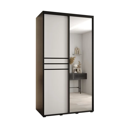 ASIRI 11 gardróbszekrény - 130/60 cm, fekete / fehér / fekete
