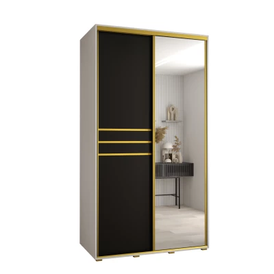 ASIRI 11 gardróbszekrény - 130/60 cm, fehér / fekete / arany