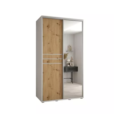 ASIRI 11 gardróbszekrény - 130/60 cm, fehér / artisan tölgy / ezüst