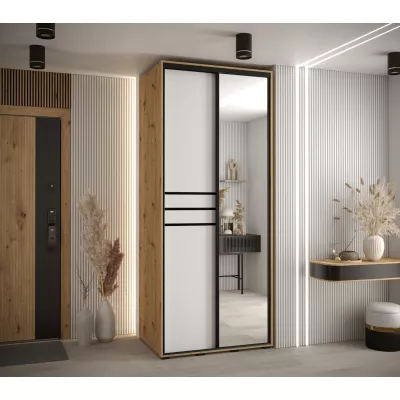 ASIRI 11 gardróbszekrény - 120/60 cm, artisan tölgy / fehér / fekete