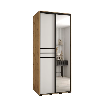 ASIRI 11 gardróbszekrény - 120/60 cm, artisan tölgy / fehér / fekete