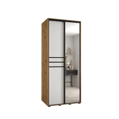 ASIRI 11 gardróbszekrény - 120/60 cm, artisan tölgy / fehér / fekete