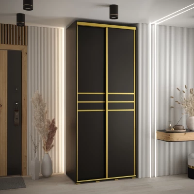 ASIRI 10 gardróbszekrény - 100/60 cm, fekete / arany