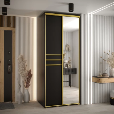 ASIRI 11 gardróbszekrény - 100/60 cm, fekete / arany