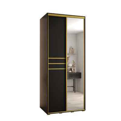 ASIRI 11 gardróbszekrény - 100/60 cm, fekete / arany
