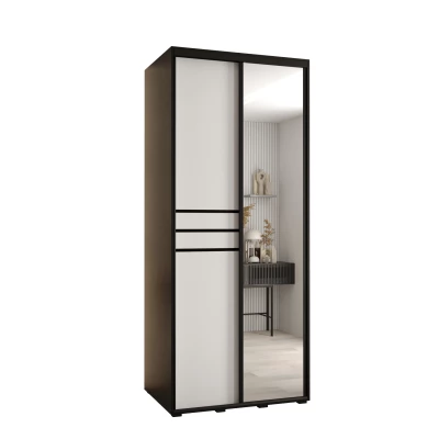 ASIRI 11 gardróbszekrény - 100/60 cm, fekete / fehér / fekete