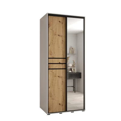 ASIRI 11 gardróbszekrény - 100/60 cm, fehér artisan tölgy / fekete