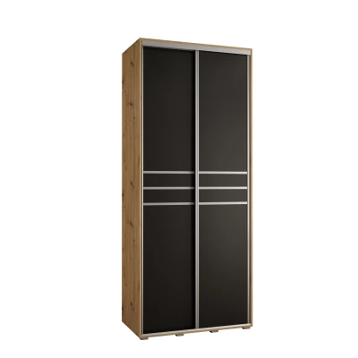 ASIRI 10 gardróbszekrény - 110/60 cm, artisan tölgy / fekete / ezüst