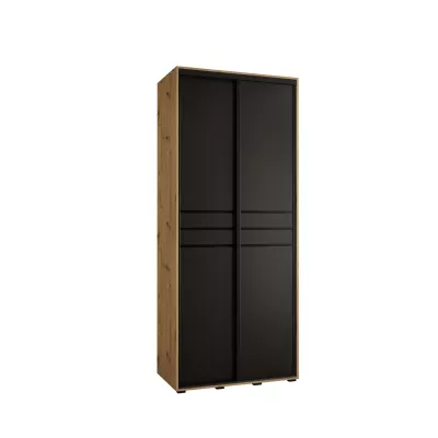 ASIRI 10 gardróbszekrény - 110/60 cm, artisan tölgy / fekete / fekete