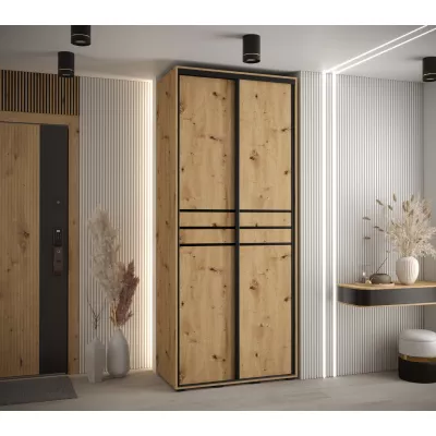 ASIRI 10 gardróbszekrény - 120/60 cm, artisan tölgy / fekete
