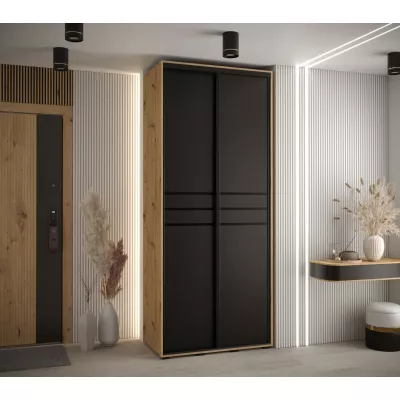 ASIRI 10 gardróbszekrény - 120/60 cm, artisan tölgy / fekete / fekete