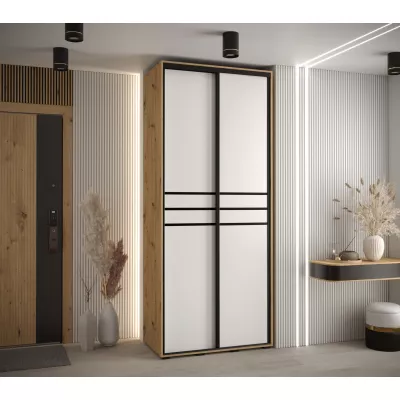 ASIRI 10 gardróbszekrény - 120/60 cm, artisan tölgy / fehér / fekete