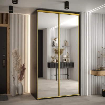 ASIRI 2 gardróbszekrény - 140/60 cm, fekete / arany