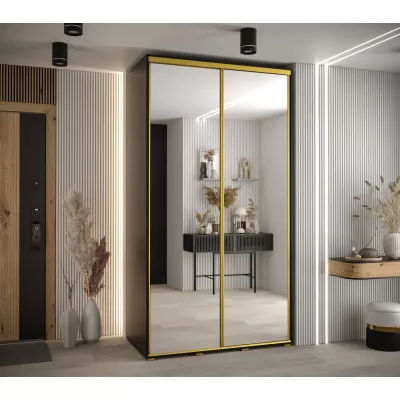 ASIRI 2 gardróbszekrény - 140/60 cm, fekete / arany