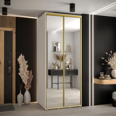 ASIRI 2 gardróbszekrény - 120/60 cm, fehér / arany