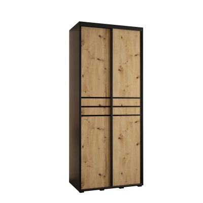ASIRI 10 gardróbszekrény - 120/45 cm, fekete / artisan tölgy / fekete