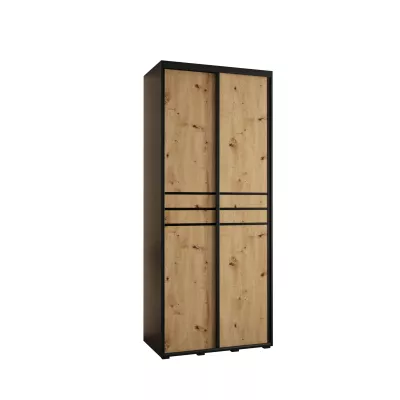 ASIRI 10 gardróbszekrény - 120/45 cm, fekete / artisan tölgy / fekete