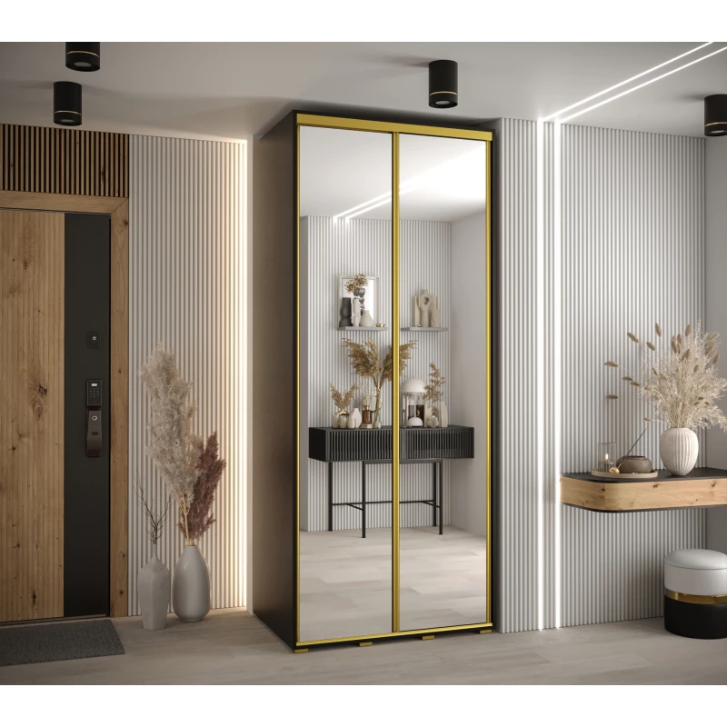 ASIRI 2 gardróbszekrény - 110/60 cm, fekete / arany