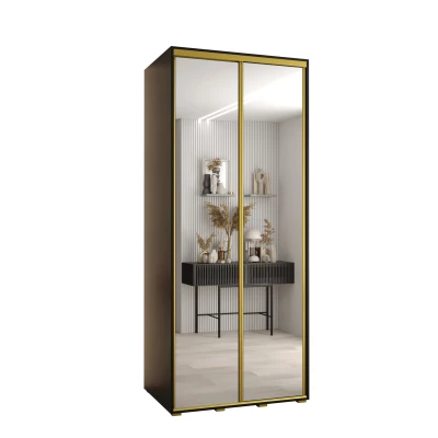 ASIRI 2 gardróbszekrény - 110/60 cm, fekete / arany