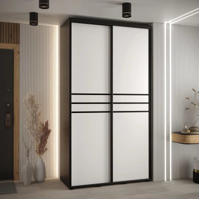 ASIRI 10 gardróbszekrény - 130/60 cm, fekete / fehér / fekete