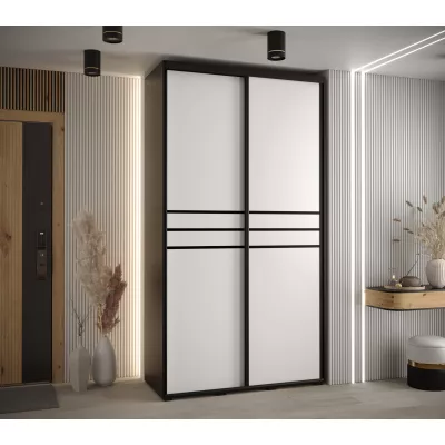 ASIRI 10 gardróbszekrény - 130/60 cm, fekete / fehér / fekete