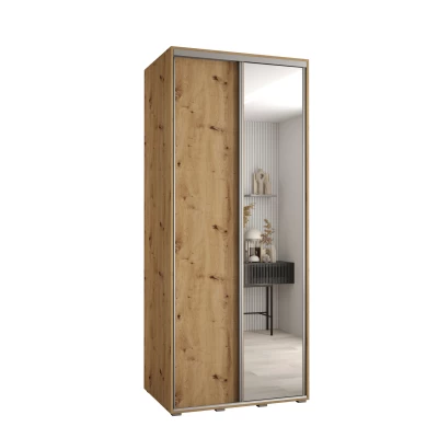 ASIRI 3 gardróbszekrény - 100/60 cm, artisan tölgy / ezüst