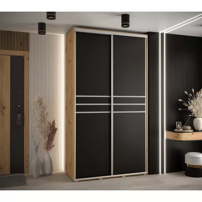 ASIRI 10 gardróbszekrény - 140/60 cm, artisan tölgy / fekete / ezüst