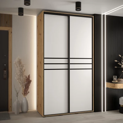 ASIRI 10 gardróbszekrény - 140/60 cm, artisan tölgy / fehér / fekete