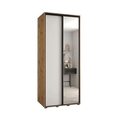 ASIRI 3 gardróbszekrény - 110/60 cm, artisan tölgy / fehér / fekete
